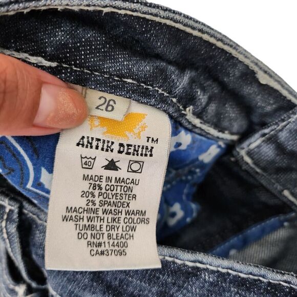 Antik Denim Jeans Womens 26 Blue Bootcut‎ Low Rise Embroidered Boho Festival - Picture 4 of 14
